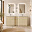 Meuble-lavabo autoportant de 213 cm avec lavabo en céramique blanche, 1 petite armoire de rangement et porte à fermeture douce-609190857
