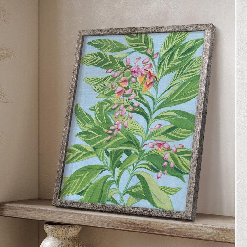 «Tropical Shell Ginger II», reproduction encadrée - bois massif, 11" H x 9" W