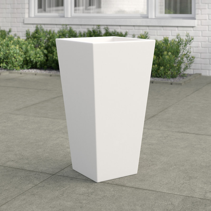 Windsor Tall Tapered Square Planter, White, 26" H x 13" W x 13" D