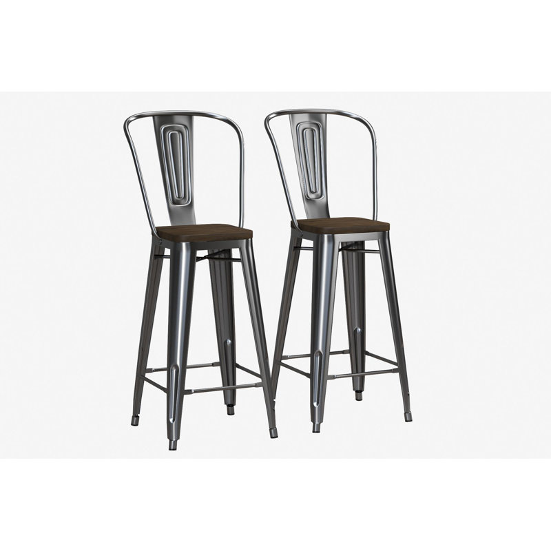 North Andover Bar Stool, Silver, Bar Stool (29.5” Seat Height)