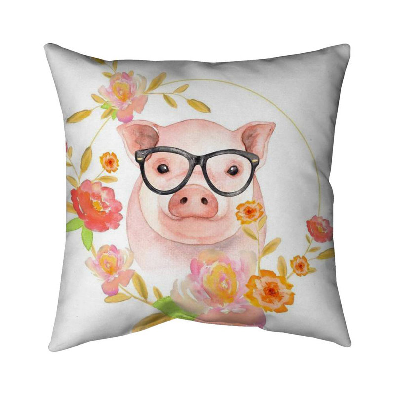 Happy little pig - 20"x20" Throw pillow - Poly twill - Print on demand, 20" x 20", Polyester/Polyfill