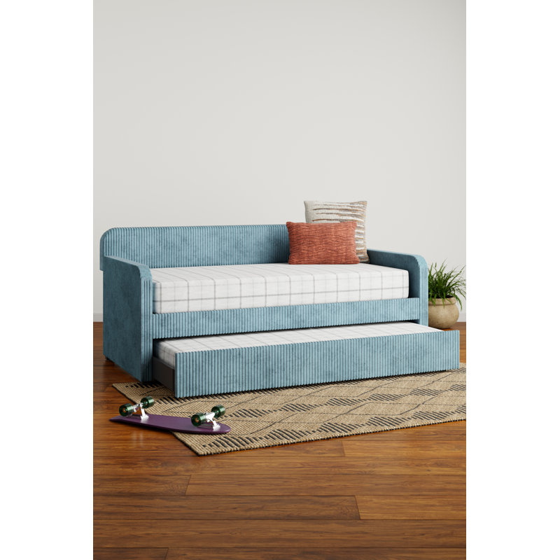 Lit de jour simple avec couchette Antonius, Bleu