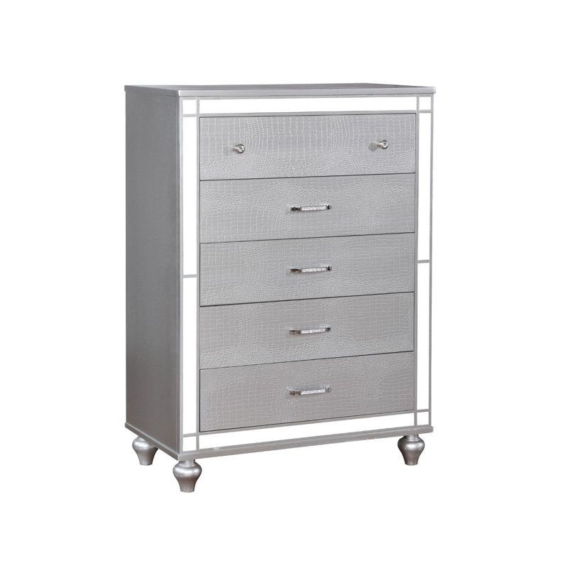 Meghean 36'' W 5 - Drawer Dresser, Silver