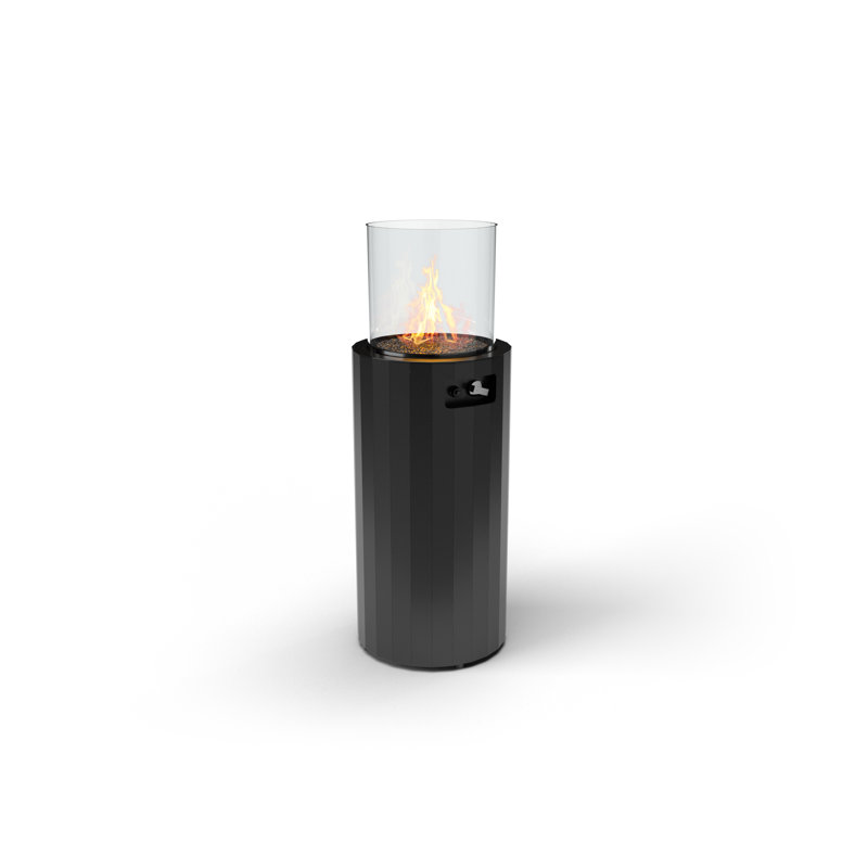 Planika - Bino Outdoor Gas Fiereplace - Fire Column with Glass Shield for Patio or Gardens (Cover Included), Black