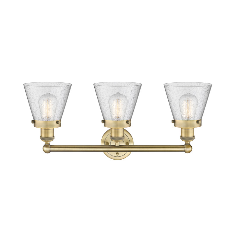 Éclairage de meuble-lavabo à 3 lumières à intensité variable Annamary, Laiton brossé, Bullé