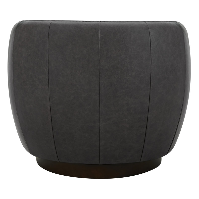 Fauteuil demi-tonneau en cuir Marcy Geniue, Cuir fleur de Marseille noir