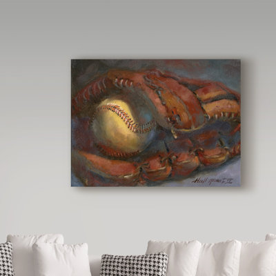 Galan 'Baseball and Mitt' Acrylic Painting Print on Wrapped Canvas