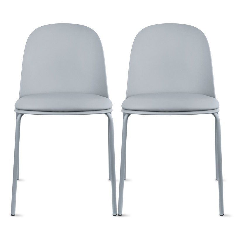 Appley Modern Stackable Dining Chairs – Set of 2, Plastic Seat with Padded Cushion & Metal Legs for Kitchen or Dining Room