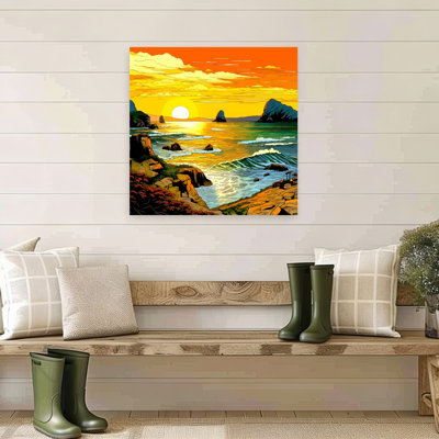 Vivid Coastal Sunset Abstract Coastal Wall Art