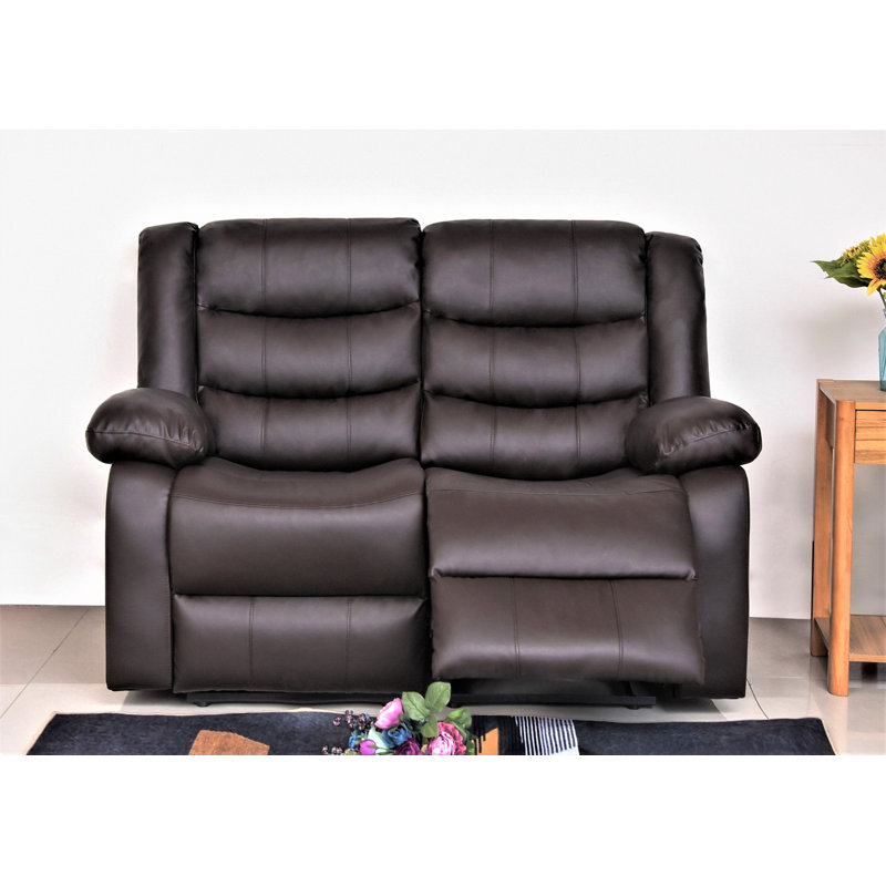 Castlereagh 58.3" Pillow top Arm Reclining Loveseat, Brown Faux Leather