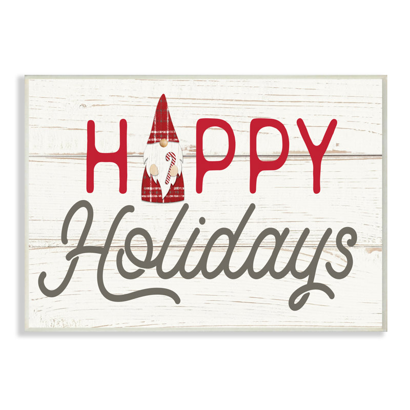 Gnome de Noël Joyeuses Fêtes, Plaque murale, H 13 po x l 19 po