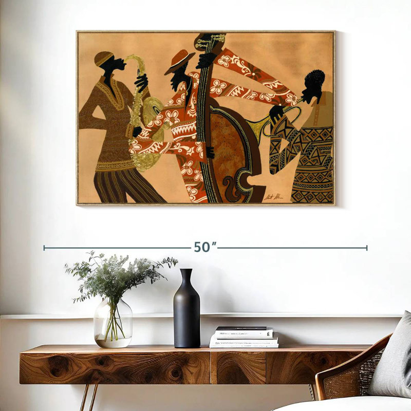 All That Jazz, Floating Frame Natural Wood, 40" X 27"
