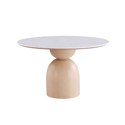 47.4" W Contemporary Dining Table, Natural/Black/White