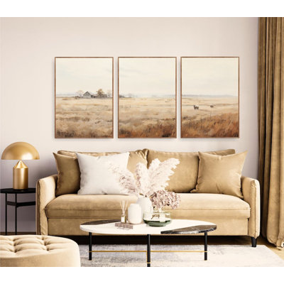 «Farmhouse Country», reproduction d'art sur toile, décor de maison de lac, ensemble d'art mural paysage nature