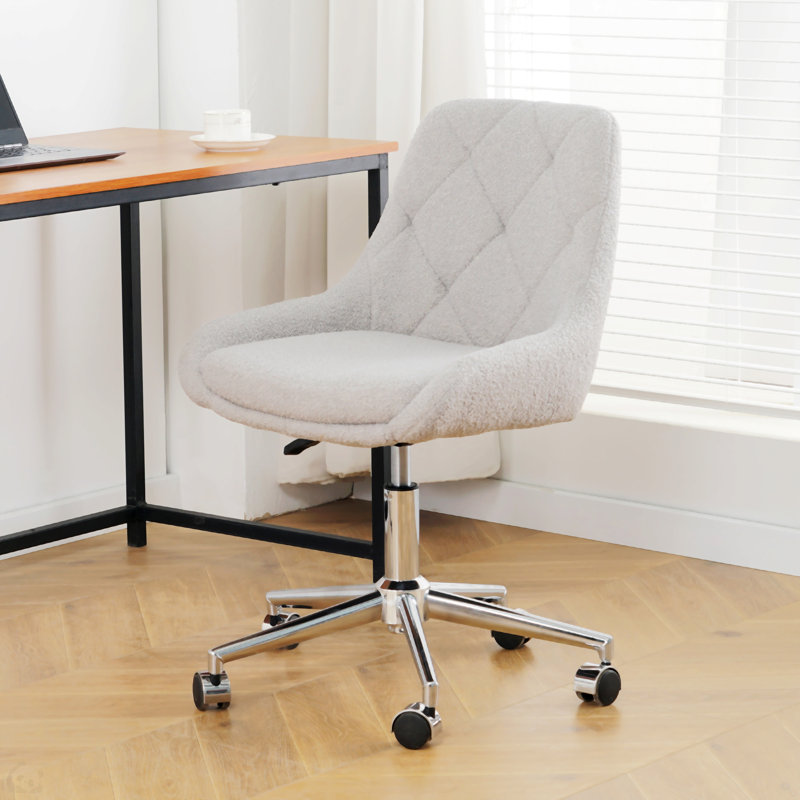 Chaise de salle à manger moderne en tissu polaire avec pieds chromés, Gris