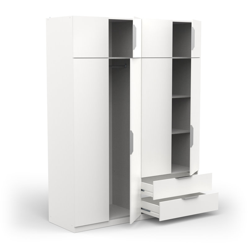 Nuzzi 8 Door Manufactured Wood Wardrobe, White