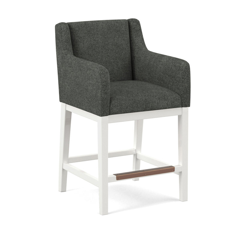 Upholstered Stool, Salvador Asphalt, White