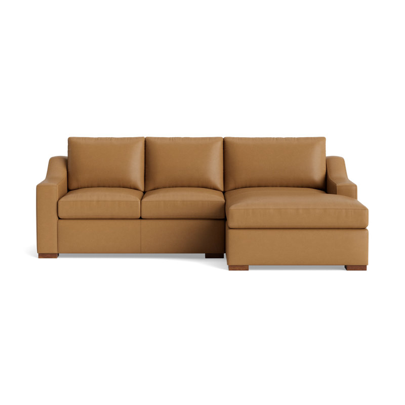Lucca Leather Chaise Sectional, Right Hand Facing, Bison Butterscotch Top Grain Leather