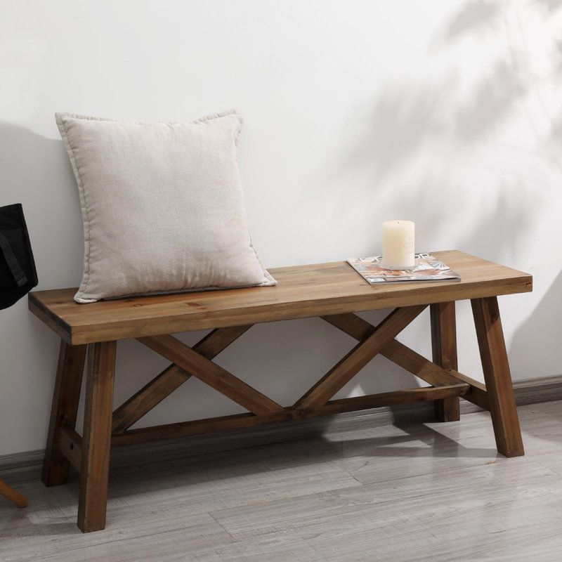 Farmhouse Wood Bench, Natural