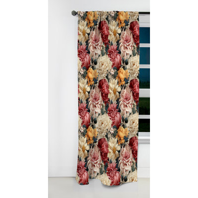 Renaissance Garden Botanical Pattern - Floral Curtain - Blackout Floral Curtain - 1 Panels