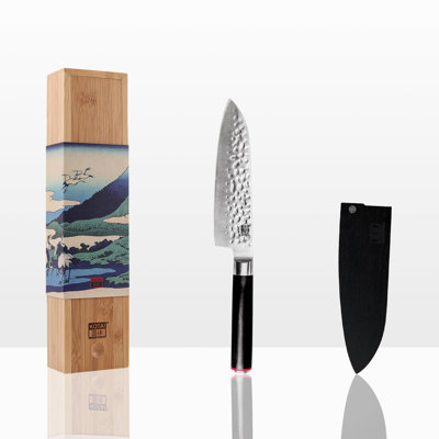 Santoku avec bambou Saya et boîte en bambou - lame de 18 cm (7 pouces)