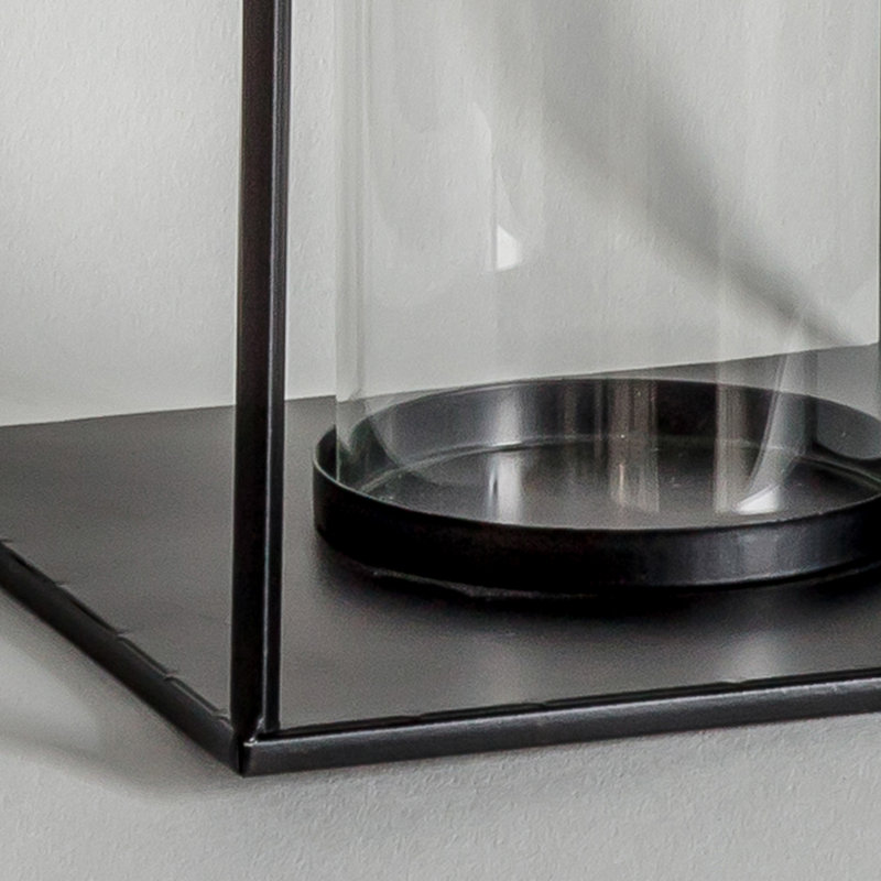 Alcora Glass Tabletop Lantern, 44cm H x 20cm W x 20cm D, Black