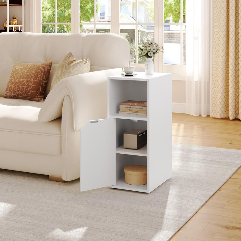 Reoven 25cm W Manufactured Wood Bedside Table, White