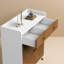 Range-chaussures à 4 niveaux avec 2 portes et 2 tiroirs, armoire à chaussures autoportante en bois à chevrons avec tablettes réglables pour le vestibule, finition blanche et naturelle-1263344033