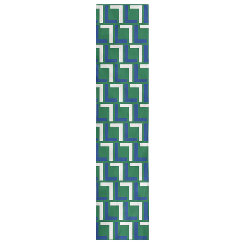 Chemin de table Seattle, Bleu/blanc/vert, 90 po x 16 po, polyester