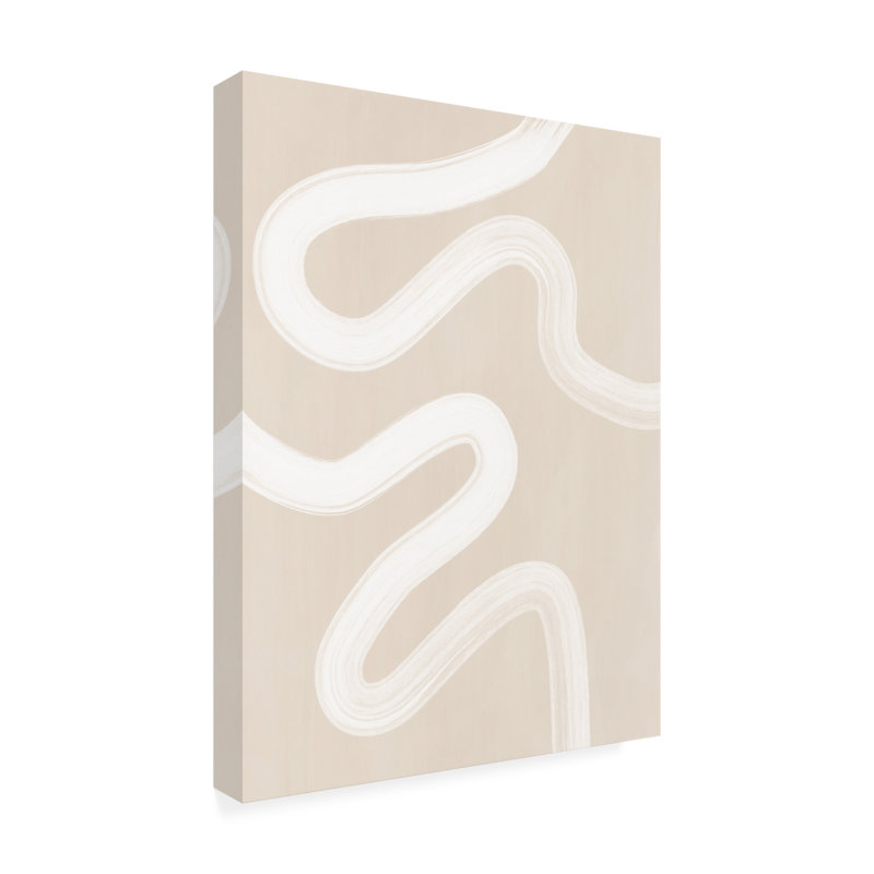 «Beige One Line Dessin» par Elena Ristova - reproduction d'art sur toile tendue, H 19 po x l 14 po x P 2 po