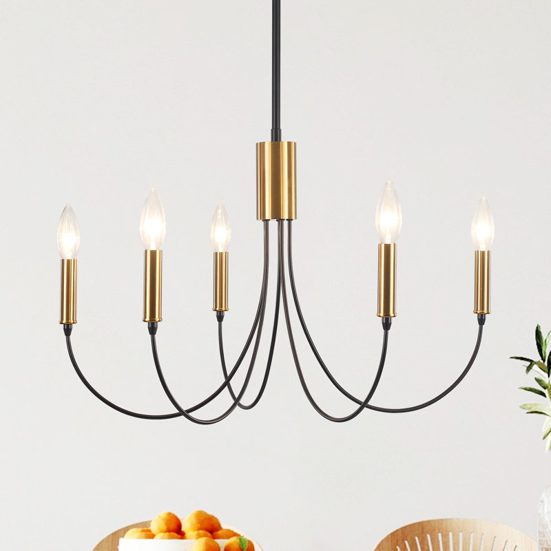 Lustre classique à 5 lumières de style bougie Clerise, 5, Brushed Nickel