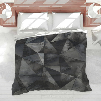 Édredon géométrique triangles noirs et gris