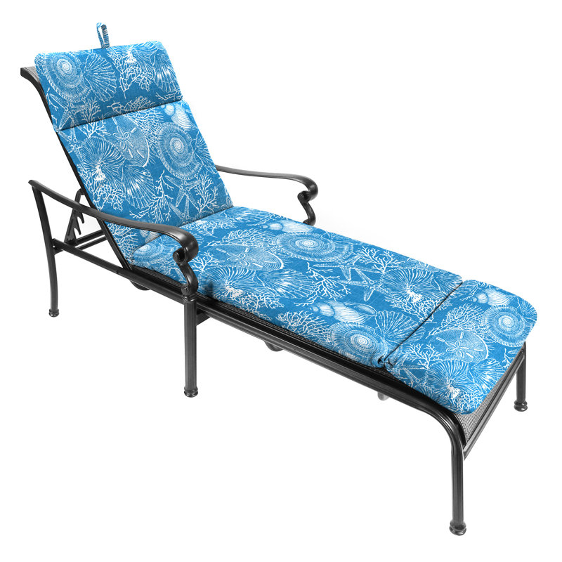 Coussin de chaise longue d'extérieur 74 "x 22" avec attaches et boucle
