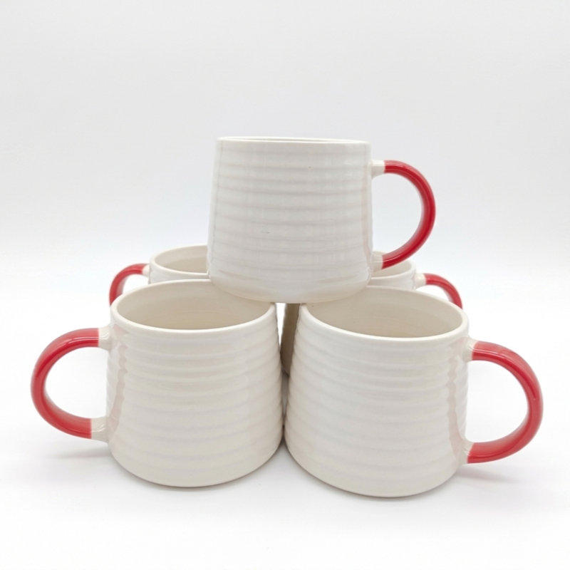 Ceramic Coffee Mug, 2, White/Red, 388