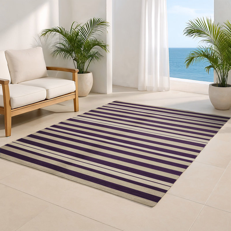 Tapis intérieur / extérieur beige HorizontalStripes, Rectangulaire 2 pi x 3 pi