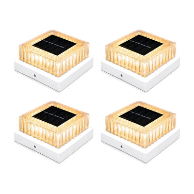 Lampes solaires blanches pour poteaux de clôture avec DEL blanc chaud pour poteaux de 3,5 x 3,5 et 4 x 4 pouces