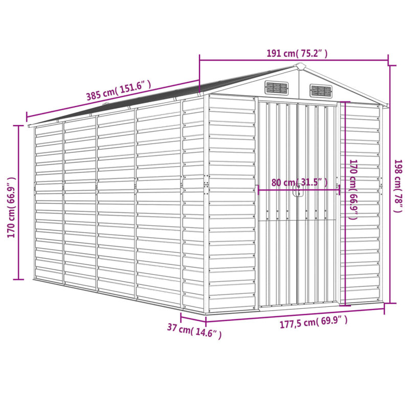 Storage Shed, Light Brown, 78" H x 75.2" W x 151.6" D