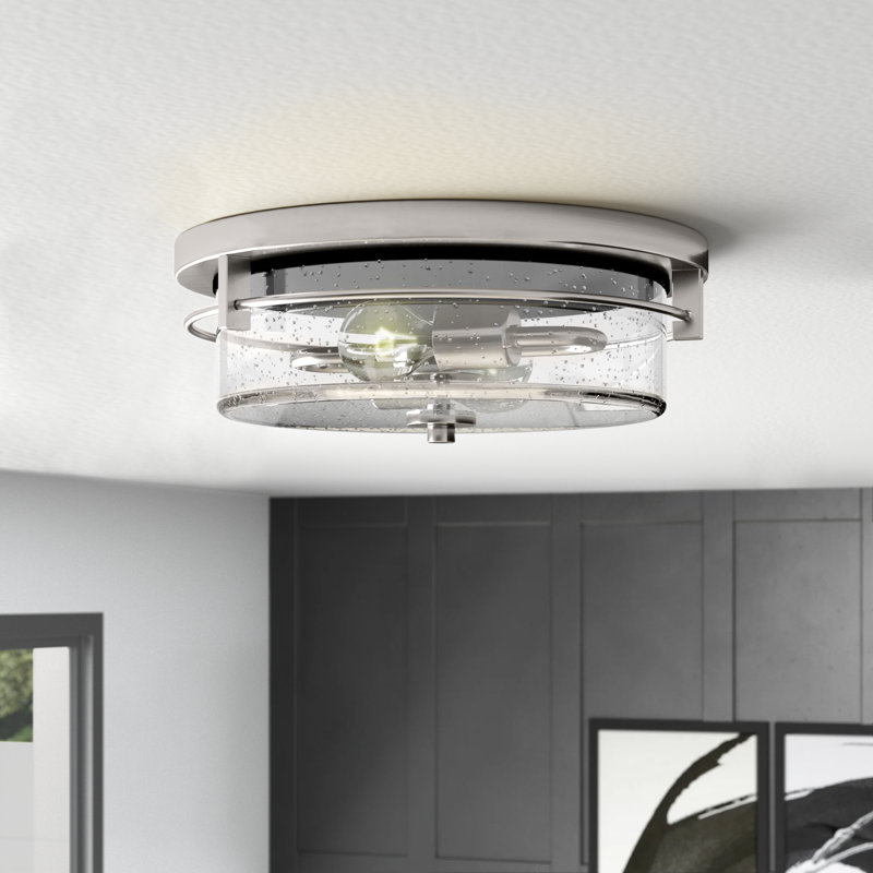 Plafonnier encastré 2 lumières 12,5 po Antonia, Nickel satiné