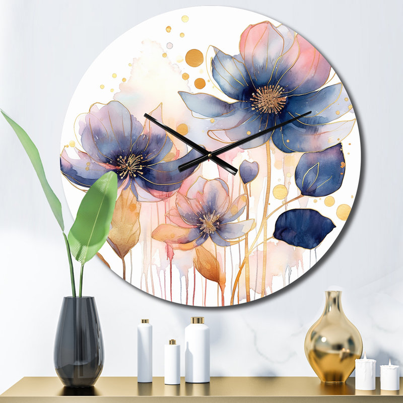 Horloge murale en métal bleu rose et harmonie dans le chaos, Petit