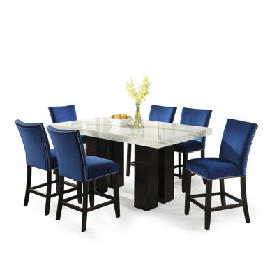 Anxhela 6 - Person Marble Top Four Leg Dining Set