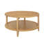 Table basse ronde en bois massif avec tablette pour le salon, finition érable brun riche, diamètre de 35,5 po