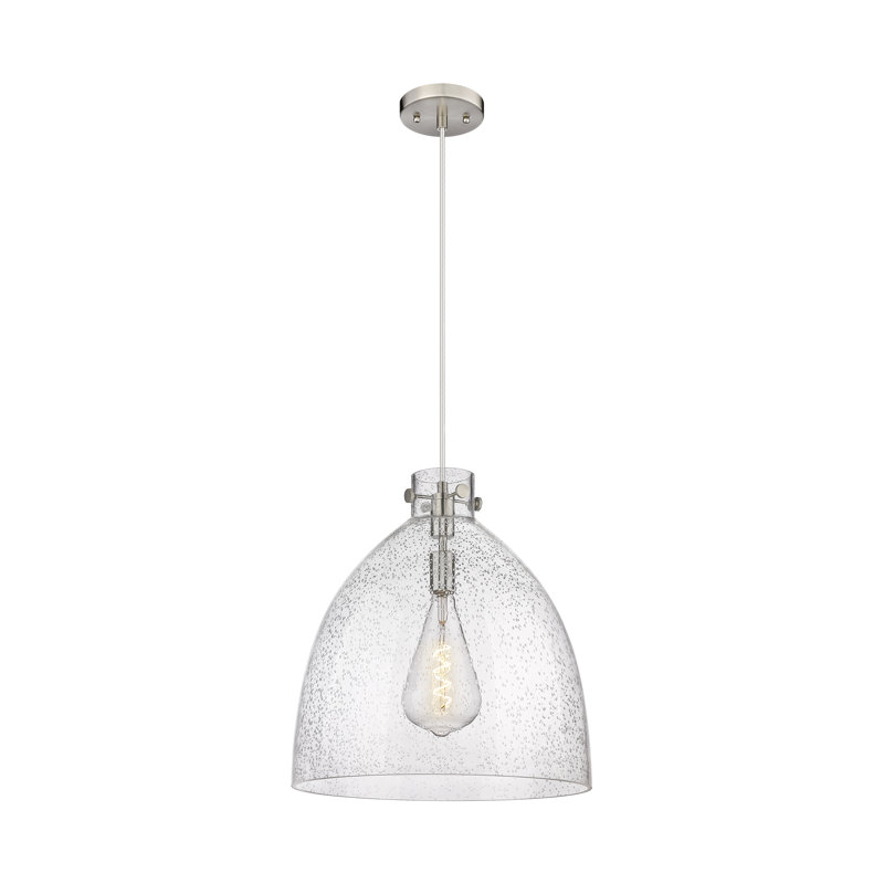 Luminaire suspendu à 1 lumière Badgett, H 19,75 po x l 18 po x P 18 po, Grainé, Nickel satiné