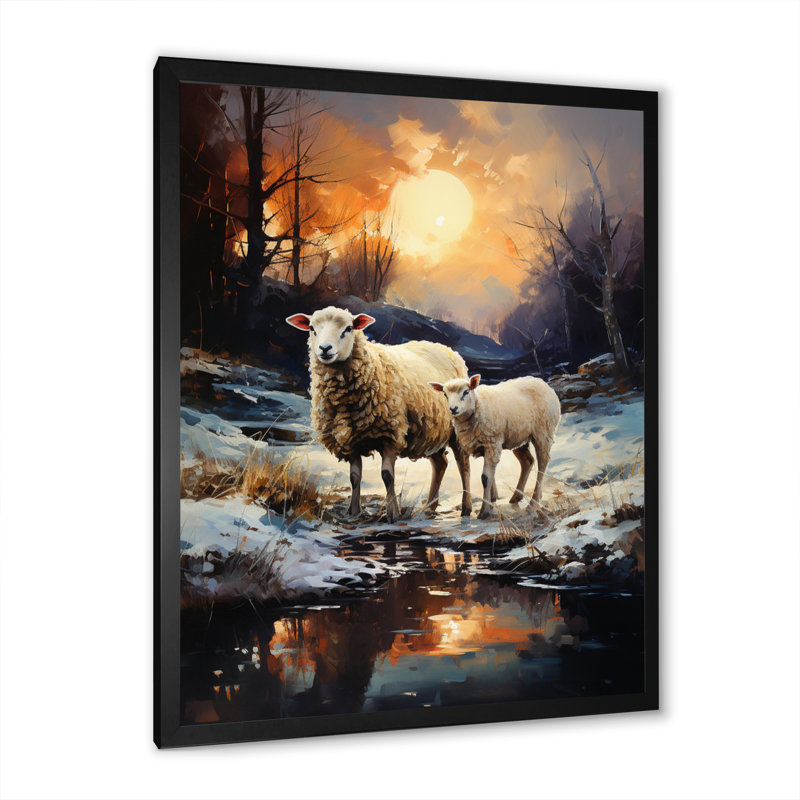«Sheep Luminous Flock II», reproduction d'art sur toile, H 32 po x l 16 po x P 1 po, Cadre photo noir
