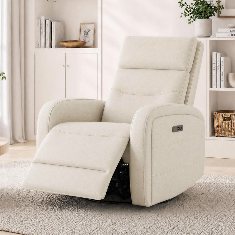 Fauteuil inclinable électrique pivotant 33,3 po Nylie, Moteur double, Lin lin