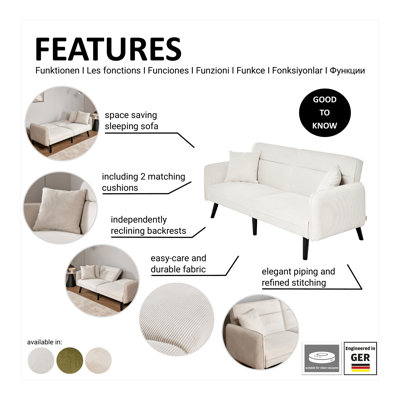 Shiflet 2 Seater Clic Clac Sofa Bed
