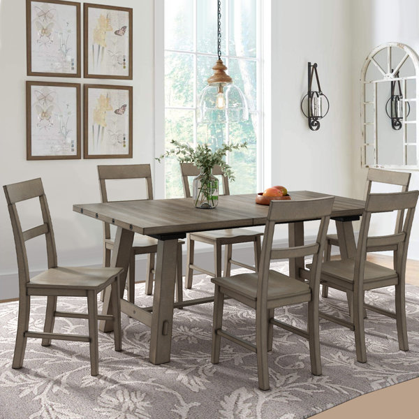 Gracie Oaks Mckye 7 - Piece Trestle Dining Set - Wayfair Canada