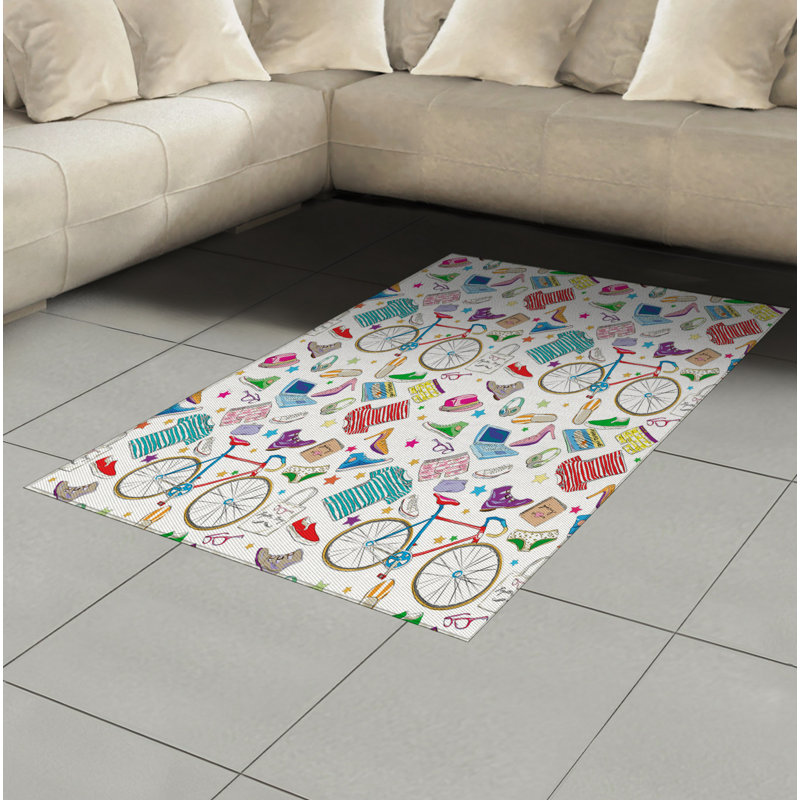 Indie High Density Long Fiber Poly Threads Decorative Area Rug Carpet, Rectangle 4' x 5'8"