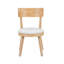Set Of 2 Modern Upholstered Dining Chairs, Rubberwood, Natural + Beige