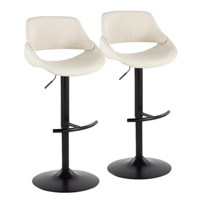 Najrin Adjustable Upholstered Bar Stool with Rounded T Footrest (Set of 2)