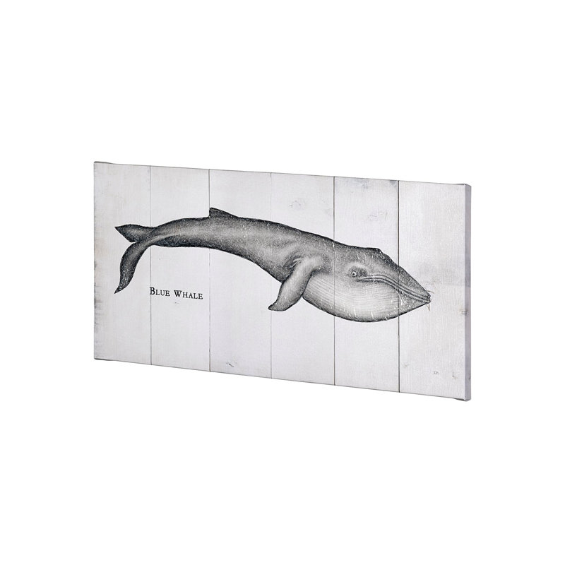 Blue Whale a Hand Embelished Textured Canvas, 20" H x 40" W x 1.5" D